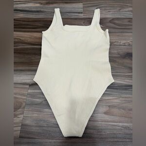 Elegant Cream Ribbed shape wear Bodysuit